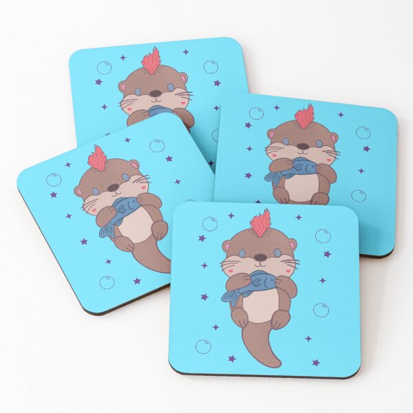 Item preview, Punk Rock Sea Otter Cute Mohawk Otter with Fish designed and sold by Whimsy Moth .
