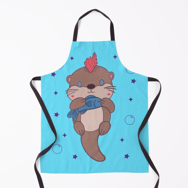 Item preview, Punk Rock Sea Otter Cute Mohawk Otter with Fish designed and sold by Whimsy Moth .