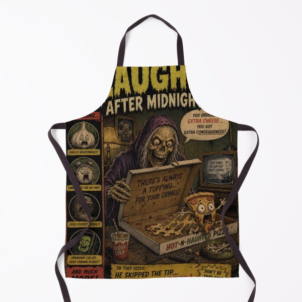 Item preview, Laughs After Midnight - Vintage Pizza Horror Comic Parody designed and sold by 4TinyPaws.