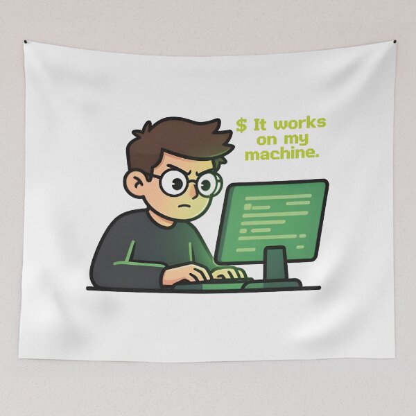 Item preview, It Works On My Machine - Funny Cartoon Programmer designed and sold by Artivex-graphic.