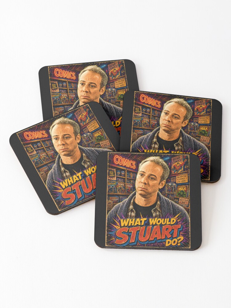 Thumbnail 1 of 5, Coasters (Set of 4), What would Stuart do? designed and sold by TeeCodes.