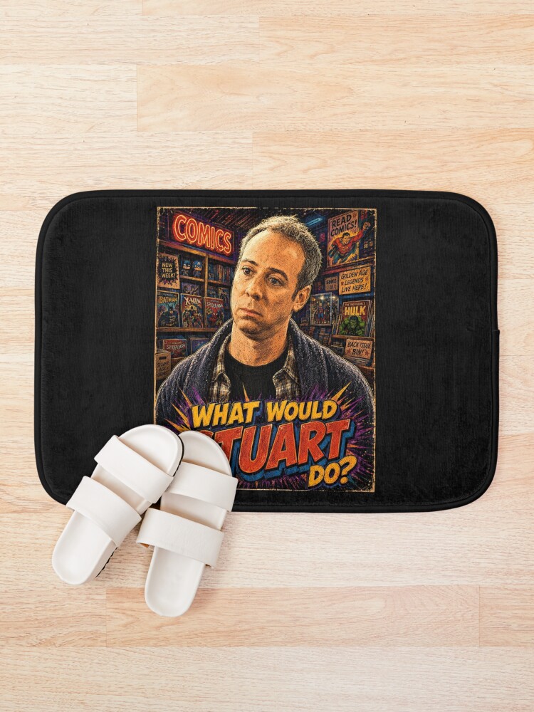 Thumbnail 1 of 6, Bath Mat, What would Stuart do? designed and sold by TeeCodes.