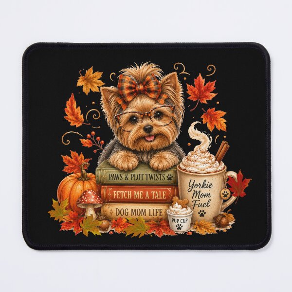 Item preview, Cozy Autumn Yorkie Dog Book Lover designed and sold by tamdevo1.
