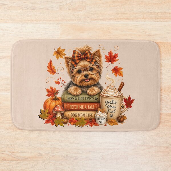Item preview, Cozy Autumn Yorkie Dog Book Lover designed and sold by tamdevo1.