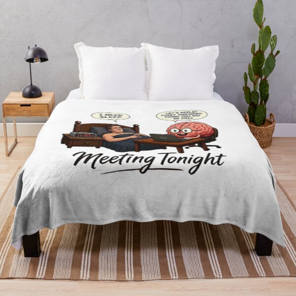 Item preview, Meeting Tonight Overthinking Brain Meme Funny Insomnia Art designed and sold by Northern Glow Art.
