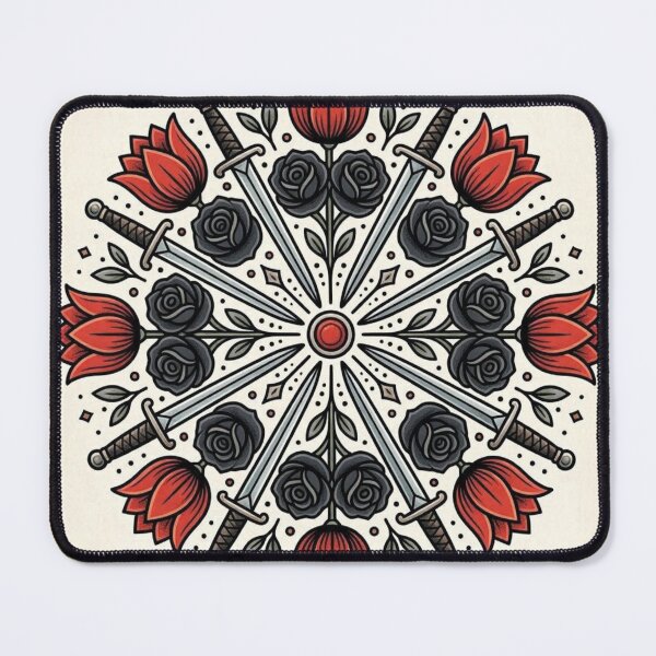 Item preview, Gothic Tulip and Dagger Tattoo Mandala designed and sold by Lougud.