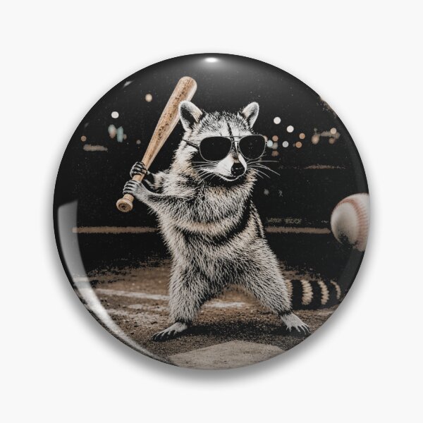 Item preview, Cool Raccoon Batting Baseball with Sunglasses designed and sold by Tsugraf Designs.