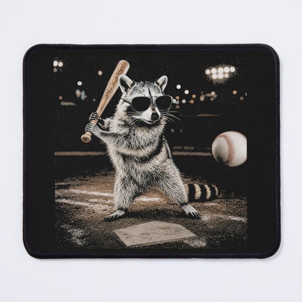 Item preview, Cool Raccoon Batting Baseball with Sunglasses designed and sold by Tsugraf Designs.