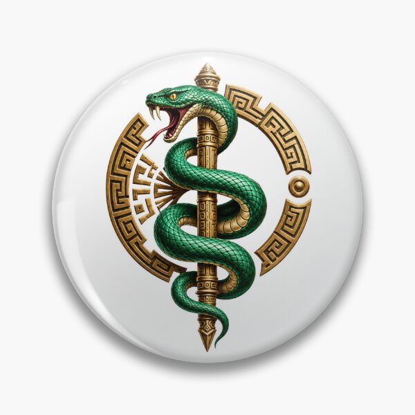 Item preview, Emblem of the Emerald Serpent Staff – Golden Mythical Serpent Design designed and sold by FusiTink.