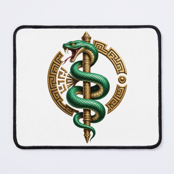 Item preview, Emblem of the Emerald Serpent Staff – Golden Mythical Serpent Design designed and sold by FusiTink.