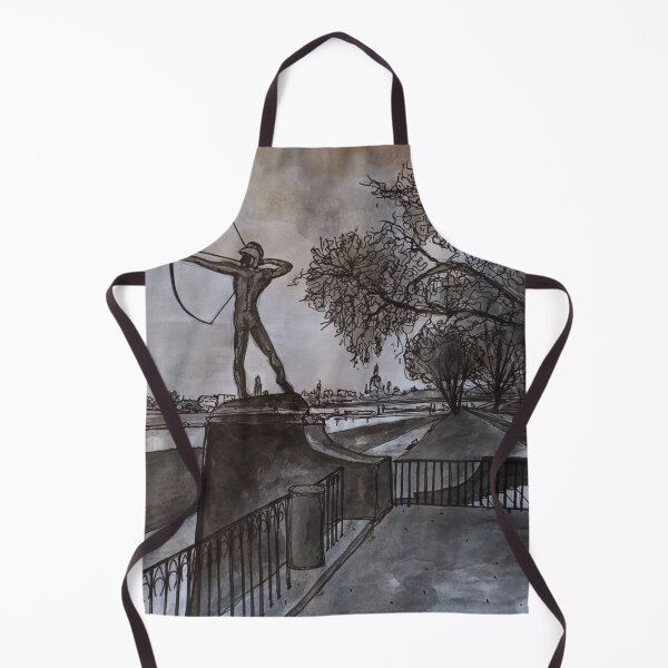 Item preview, Archer on the Elbe – Dresden Neustadt Ink Drawing designed and sold by UMA Urban Sketch.