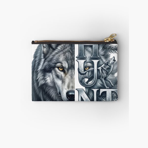 Item preview, HUNT Wolf Typography Wildlife Nature designed and sold by Presshue.