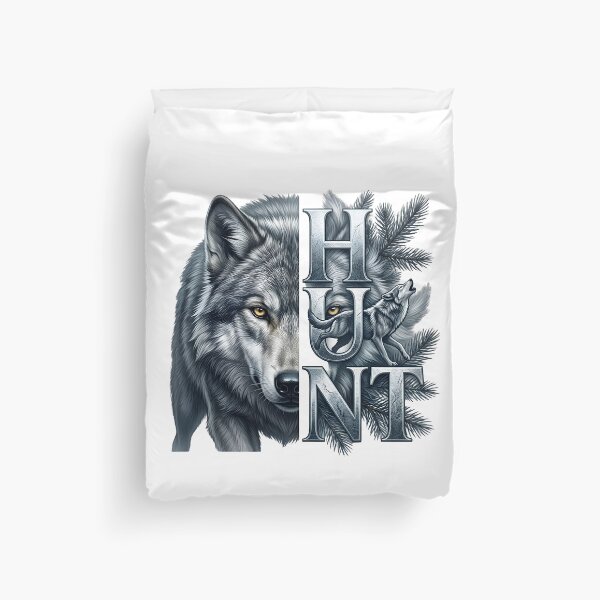 Item preview, HUNT Wolf Typography Wildlife Nature designed and sold by Presshue.