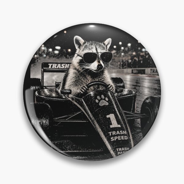 Item preview, Fluorescent Raccoon Piloting Track Auto Graphic designed and sold by Tsugraf Designs.