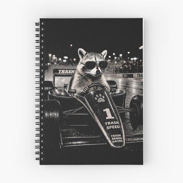Item preview, Fluorescent Raccoon Piloting Track Auto Graphic designed and sold by Tsugraf Designs.