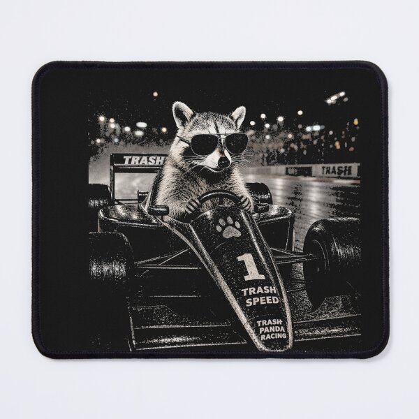 Item preview, Fluorescent Raccoon Piloting Track Auto Graphic designed and sold by Tsugraf Designs.