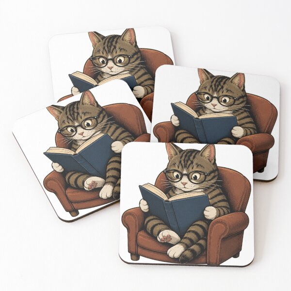 Item preview, Cute Cat Reading a Book on Black Background designed and sold by Mysthor-Designs.