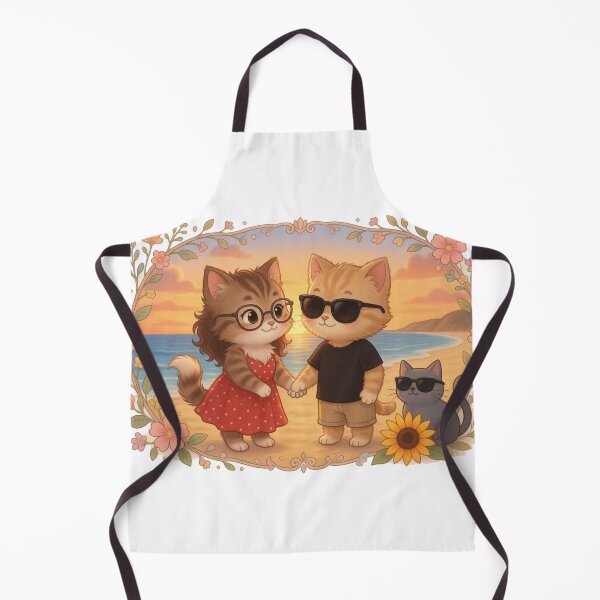 Item preview, Cute Cat Couple Beach Sunset Romantic Art designed and sold by mimiartes.