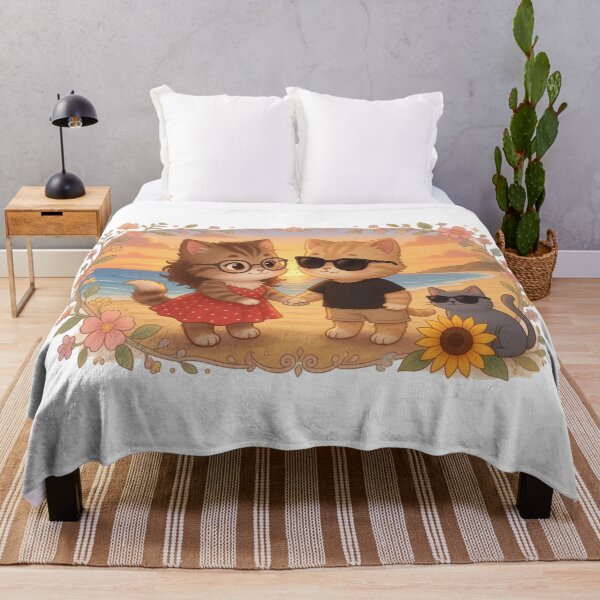 Item preview, Cute Cat Couple Beach Sunset Romantic Art designed and sold by mimiartes.