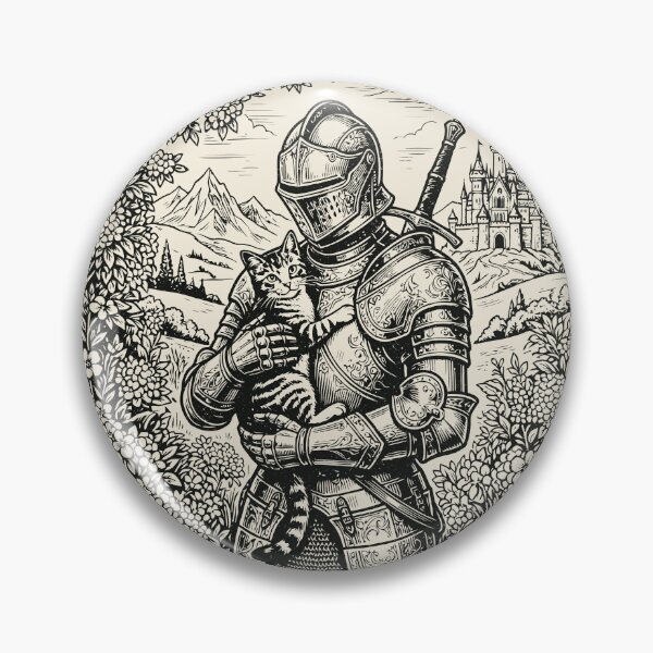 Item preview, Medieval Knight Cat Lover Vintage Floral Fantasy  designed and sold by Y-Vibes.