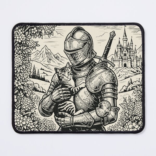 Item preview, Medieval Knight Cat Lover Vintage Floral Fantasy designed and sold by Y-Vibes.
