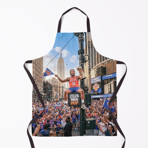 Item preview, Jalen Brunson Sitting On NYC Walk Sign With MVP Trophy designed and sold by Home Decor Art.