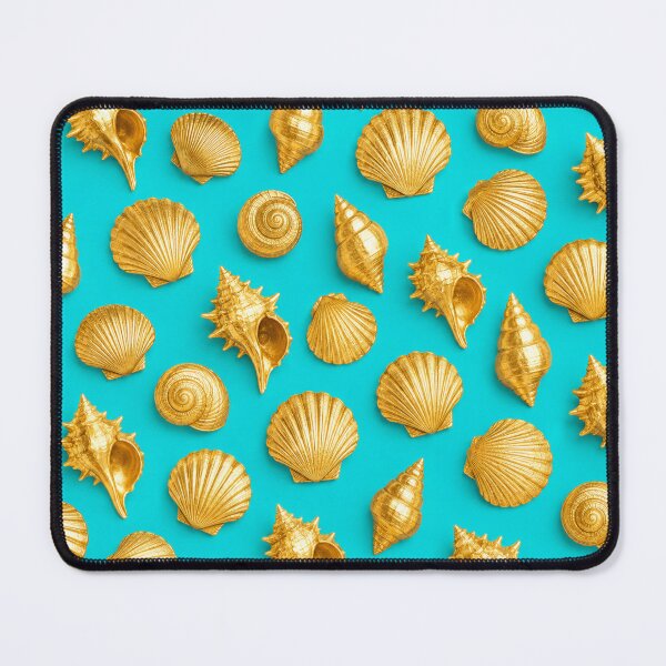 Item preview, Gold Seashells with Turquoise background designed and sold by irisArtts.