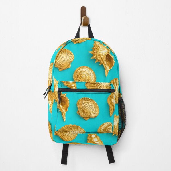 Item preview, Gold Seashells with Turquoise background designed and sold by irisArtts.