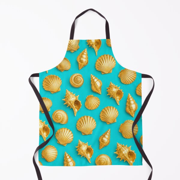 Item preview, Gold Seashells with Turquoise background designed and sold by irisArtts.