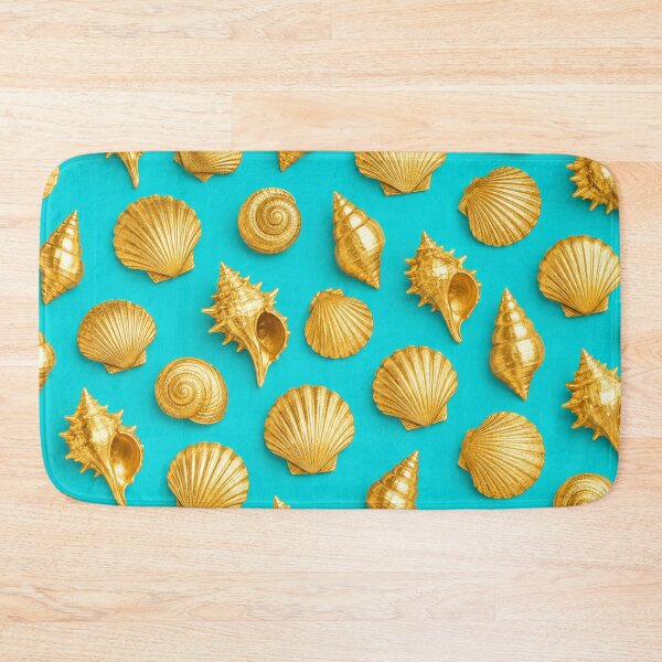 Item preview, Gold Seashells with Turquoise background designed and sold by irisArtts.