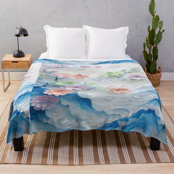 Item preview, 3D Floral Water Drops Blue Waves designed and sold by animenosekaiii.