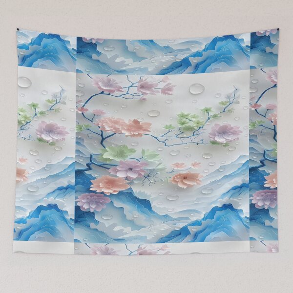 Item preview, 3D Floral Water Drops Blue Waves designed and sold by animenosekaiii.