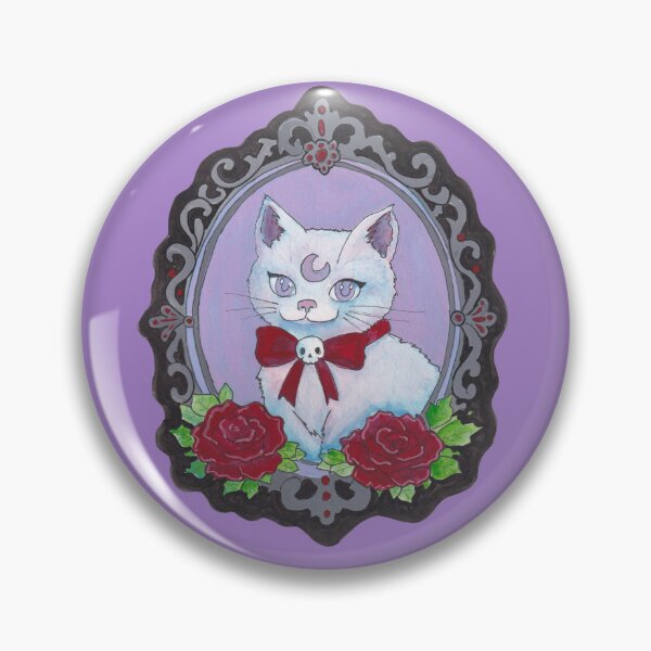 Item preview, Gothic White Cat Cameo — Pastel Goth Creepy Cute Witchy Cat Art designed and sold by Darkfully-Done.