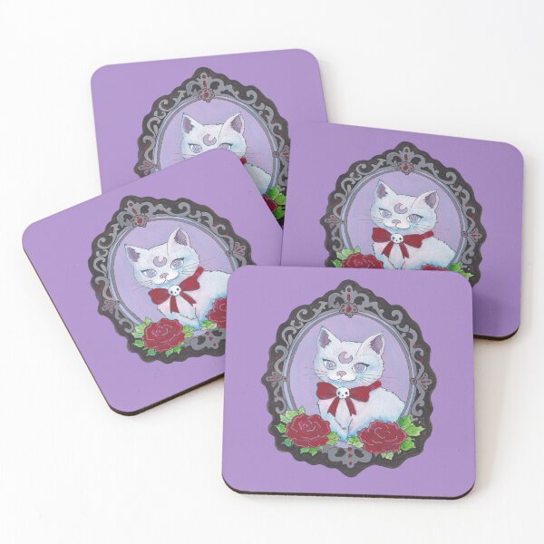 Item preview, Gothic White Cat Cameo — Pastel Goth Creepy Cute Witchy Cat Art designed and sold by Darkfully-Done.