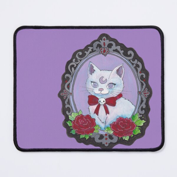 Item preview, Gothic White Cat Cameo — Pastel Goth Creepy Cute Witchy Cat Art designed and sold by Darkfully-Done.