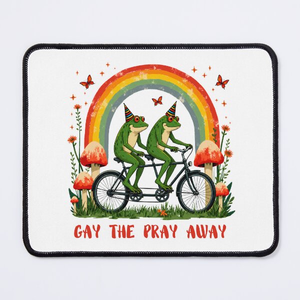 Item preview, Gay The Pray Away Frog Bicycle Pride designed and sold by LunaMagicStudio.