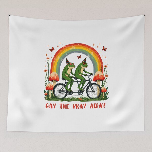 Item preview, Gay The Pray Away Frog Bicycle Pride designed and sold by LunaMagicStudio.