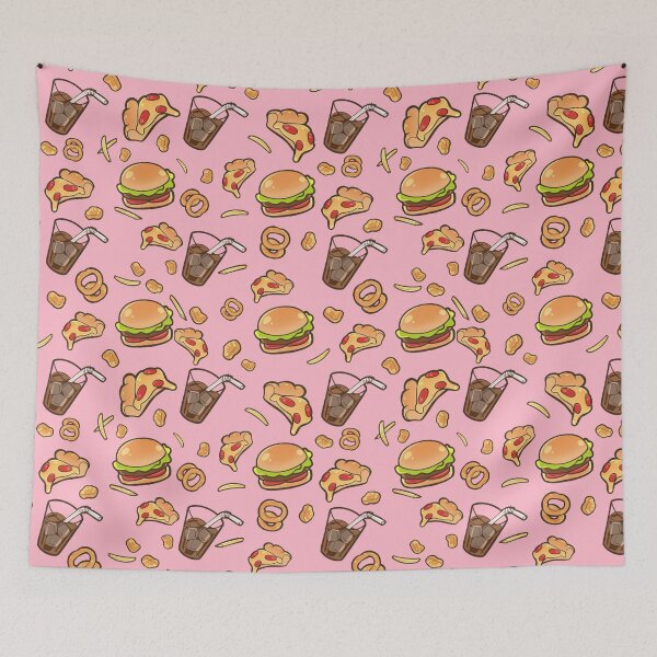 Item preview, Burga 'n' fries in the summer time seamless pattern designed and sold by LemonDrizzleArt.
