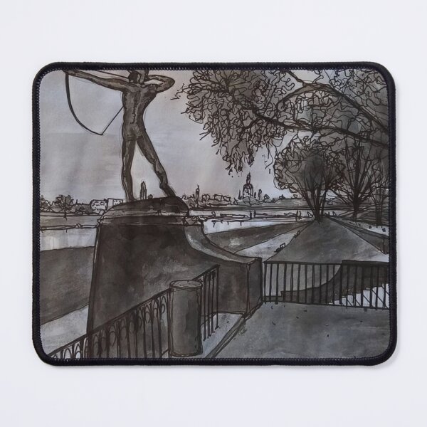 Item preview, Archer on the Elbe – Dresden Neustadt Ink Drawing II designed and sold by UMA Urban Sketch.
