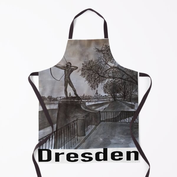 Item preview, Archer on the Elbe – Dresden Neustadt Ink Drawing II designed and sold by UMA Urban Sketch.