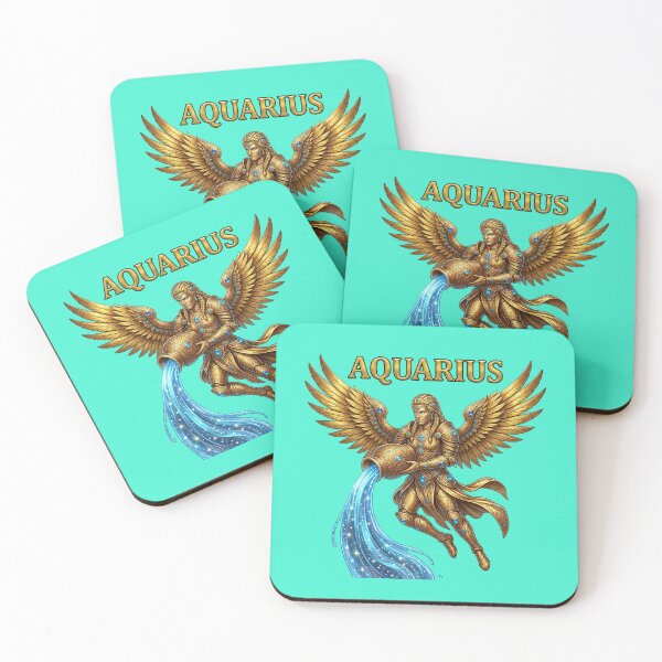 Item preview, Golden Aquarius Zodiac Winged Angel Design designed and sold by Utopian-Magic.