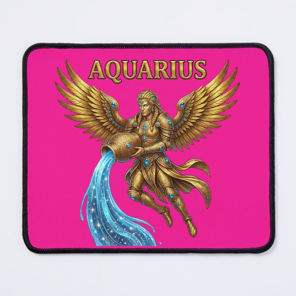 Item preview, Golden Aquarius Zodiac Winged Angel Design designed and sold by Utopian-Magic.