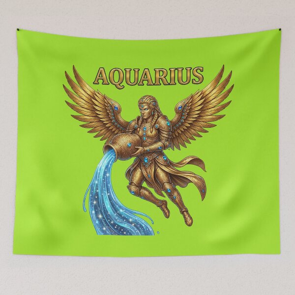 Item preview, Golden Aquarius Zodiac Winged Angel Design designed and sold by Utopian-Magic.