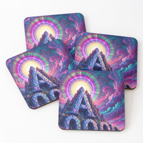 Item preview, Psychedelic Cosmic Mountain Fantasy Art – Neon Spiritual Landscape designed and sold by canvahub.