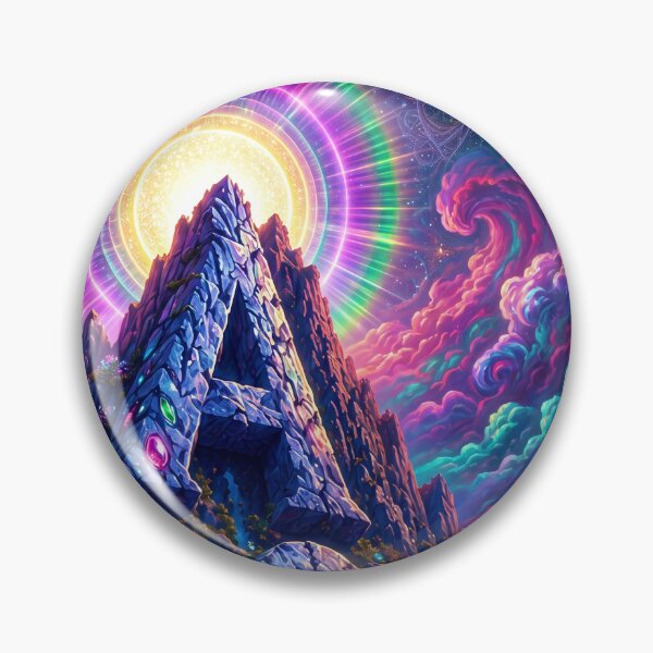 Item preview, Psychedelic Cosmic Mountain Fantasy Art – Neon Spiritual Landscape designed and sold by canvahub.