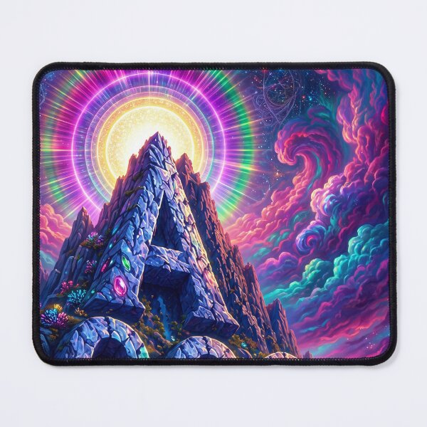 Item preview, Psychedelic Cosmic Mountain Fantasy Art – Neon Spiritual Landscape designed and sold by canvahub.