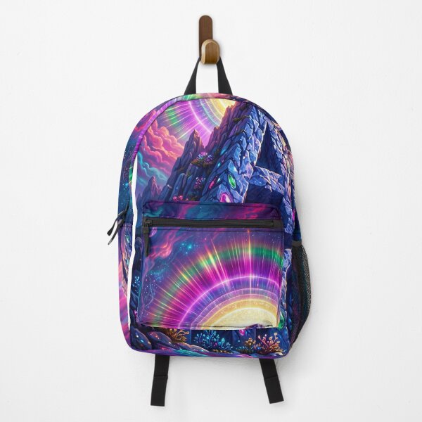 Item preview, Psychedelic Cosmic Mountain Fantasy Art – Neon Spiritual Landscape designed and sold by canvahub.