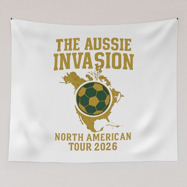 Item preview, Australia Football Aussie Invasion North American Tour 2026 Retro Tee designed and sold by EXATEES  ⭐⭐⭐⭐⭐.