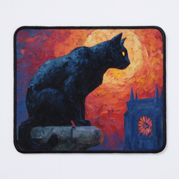 Item preview, Impasto Gothic Black Cat and Moon Oil Painting Aesthetic Art designed and sold by MiratiZema.