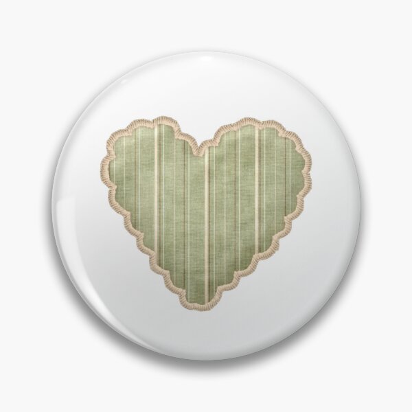 Item preview, Cute Cottagecore Green Striped Fabric Heart Applique designed and sold by pots-shop.